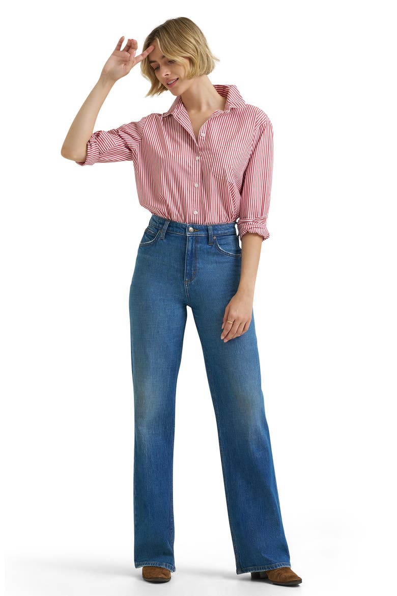 Retro High Waist A-Line Wide Leg Jeans, Alternate, color, BLUE BIZARRO