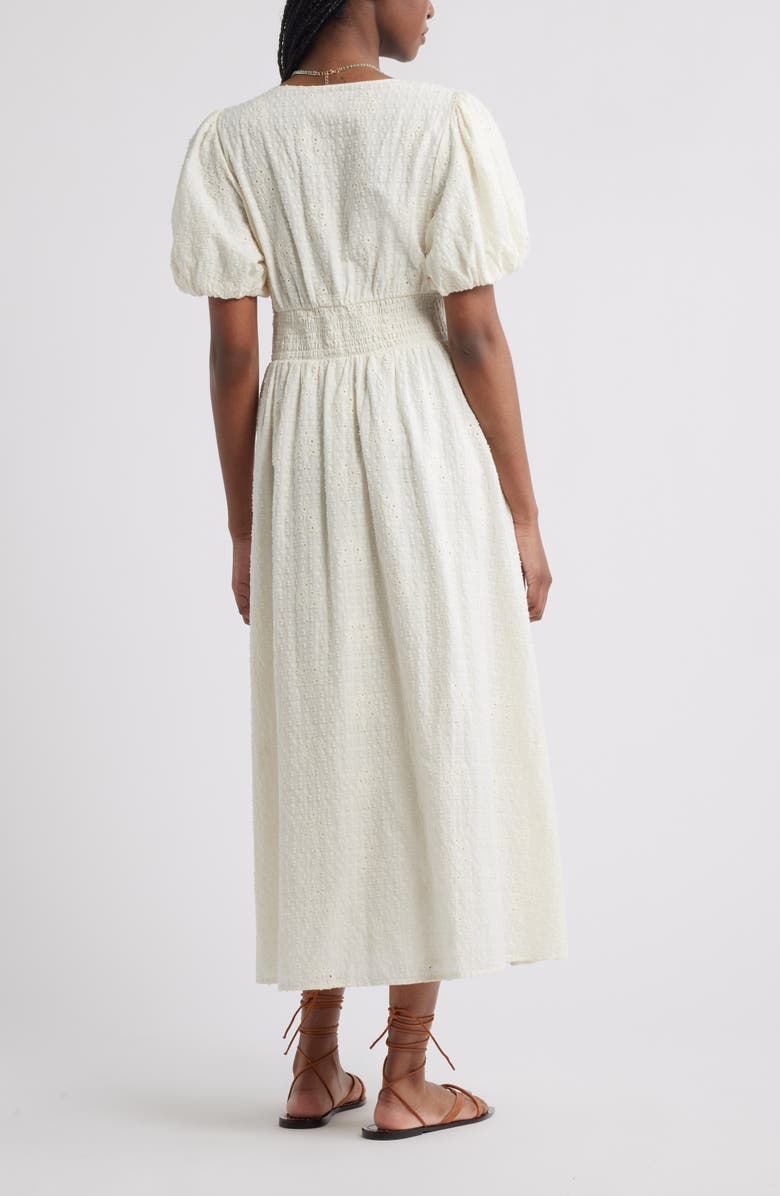 Treasure & Bond Textured Puff Sleeve Midi Dress, Alternate, color, Ivory Egret