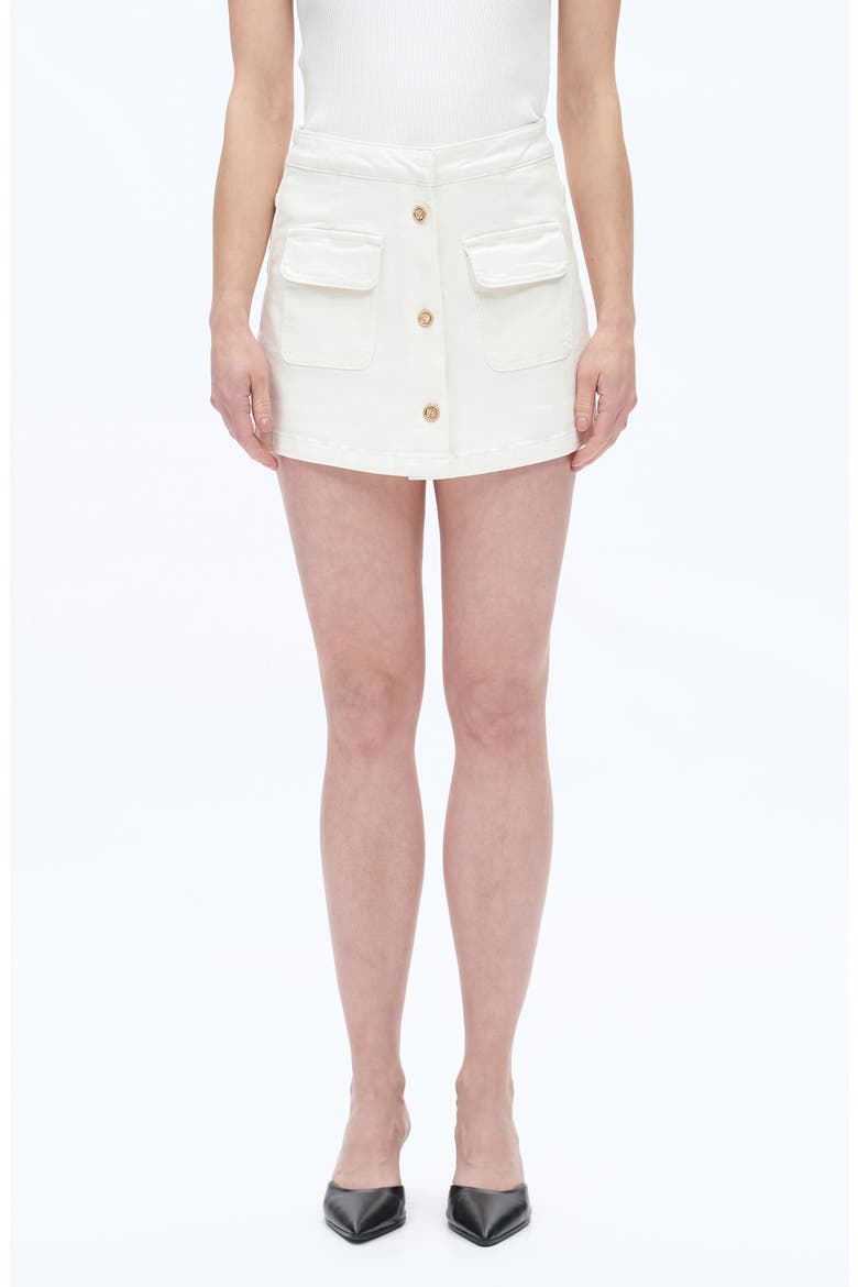 High Waist Culotte Denim Skort, Main, color, WHITE