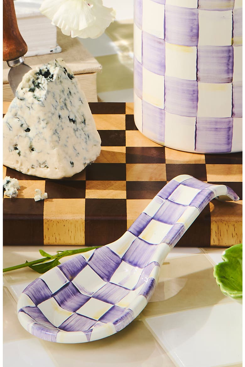 Violet Check Spoon Rest, Alternate, color, VIOLET