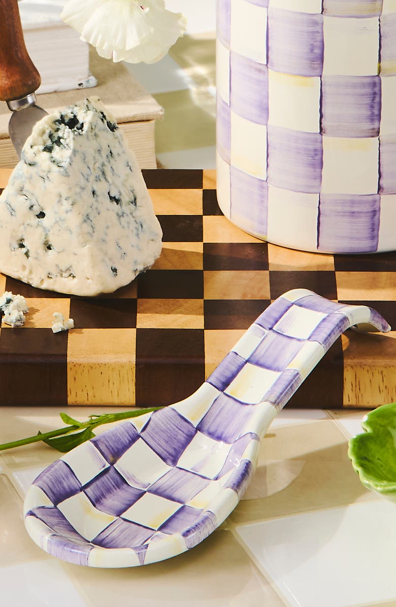 MACKENZIE CHILDS Violet Check Spoon Rest, Alternate, color, Violet