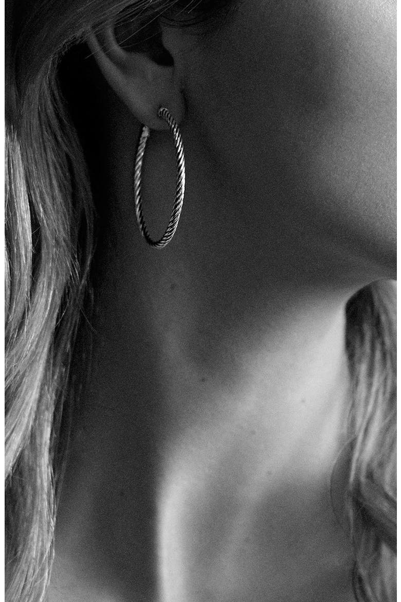 'Cable Classics' Large Hoop Earrings, Alternate, color, SILVER