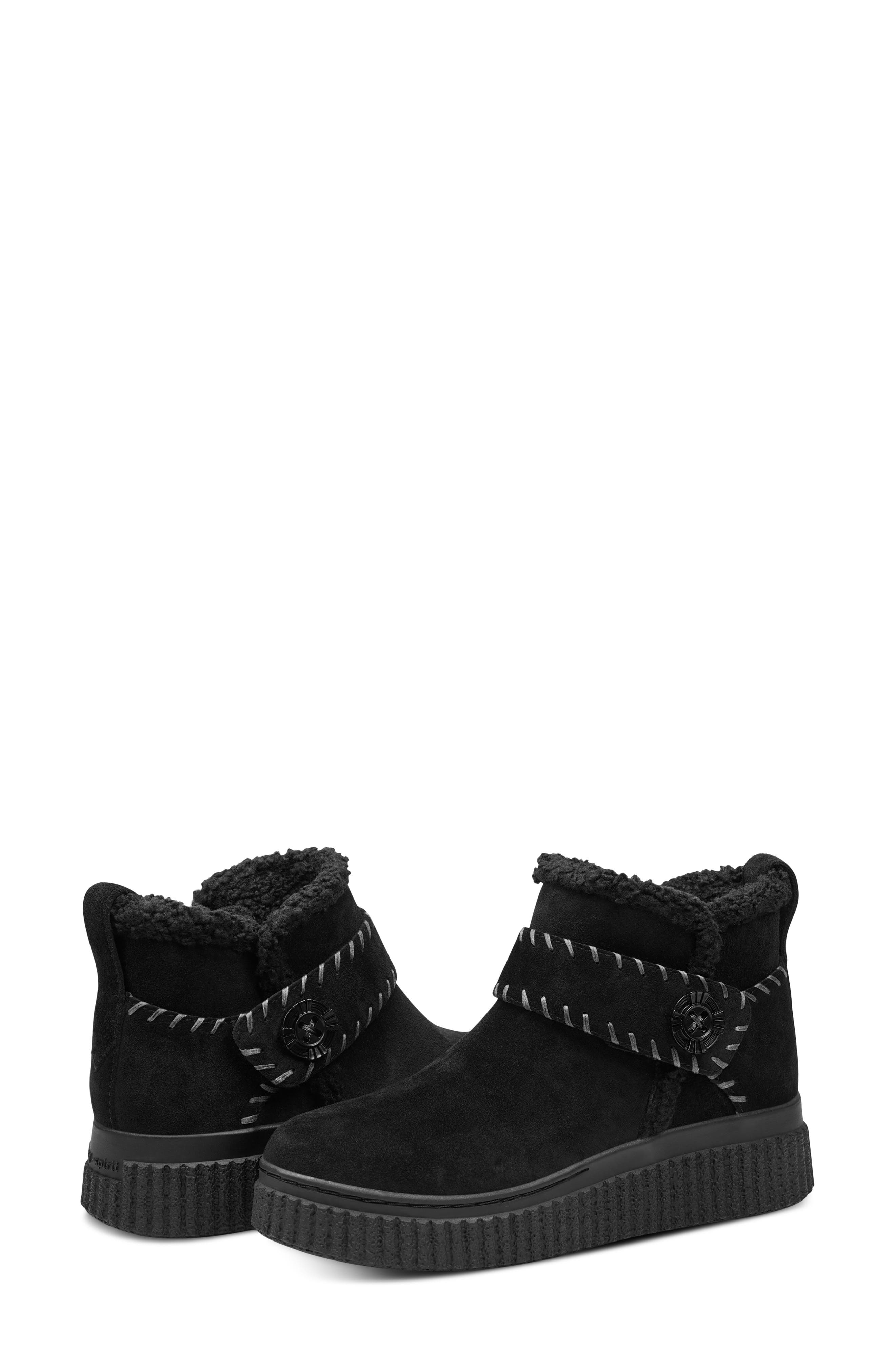 Easy Spirit Brendan Faux Fur Trim Bootie, Alternate, color, Black