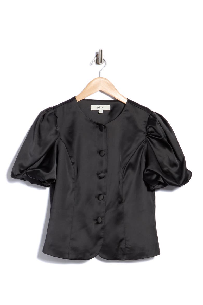 Puff Sleeve Crop Jacket, Alternate, color, BLACK