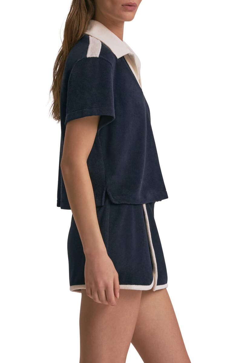 Favorite Daughter Crop Polo Sweater, Alternate, color, Navy/ Gardenia