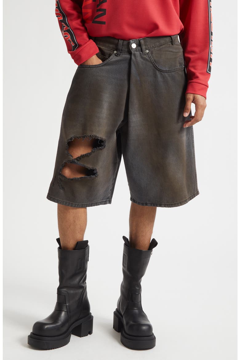 Kriss Kross Ripped Denim Shorts, Main, color, DIRTY OUTCAST GREY
