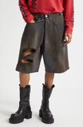 LU'U DAN Kriss Kross Ripped Denim Shorts