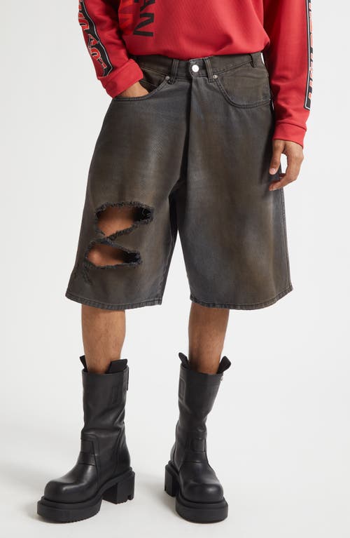 LU'U DAN Kriss Kross Ripped Denim Shorts in Dirty Outcast Grey  product