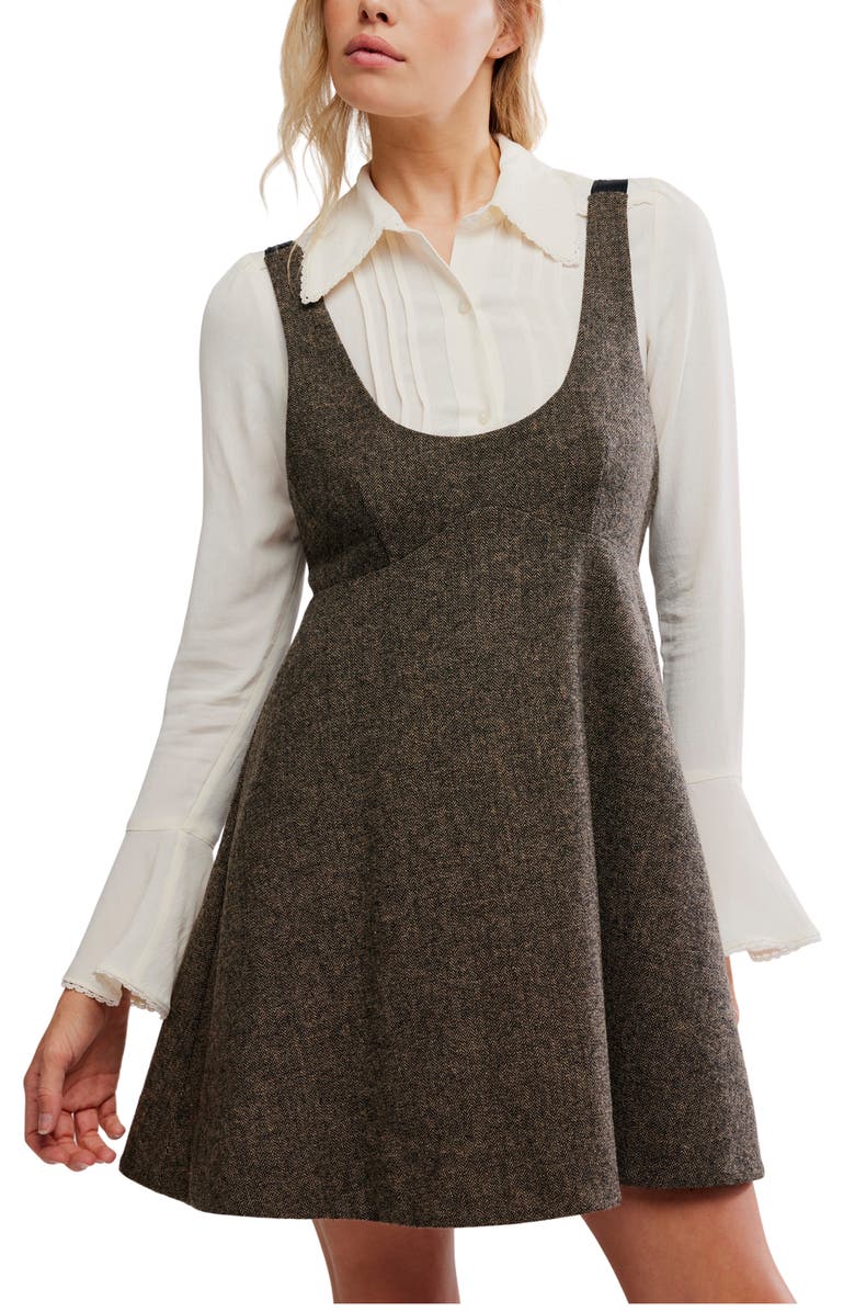 Free People Cyd Empire Waist Minidress, Alternate, color, Espresso Combo