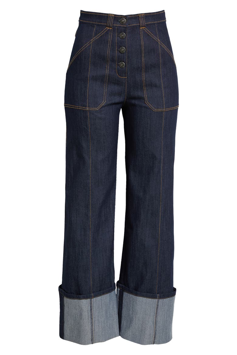 Benji Topstitch Cuff Jeans, Alternate, color, INDIGO