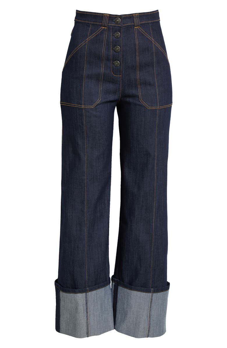 Cinq à Sept Benji Topstitch Cuff Jeans, Alternate, color, Indigo
