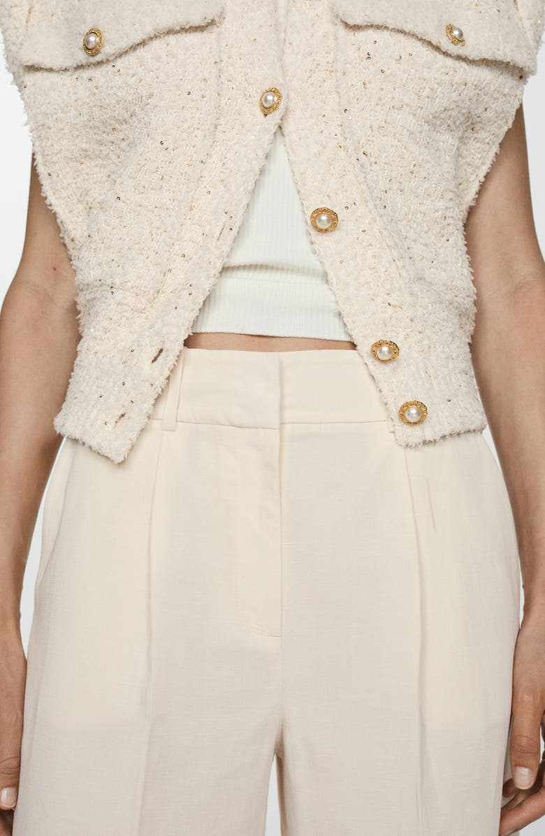 MANGO Pleat Front Lyocell Wide Leg Pants, Alternate, color, 