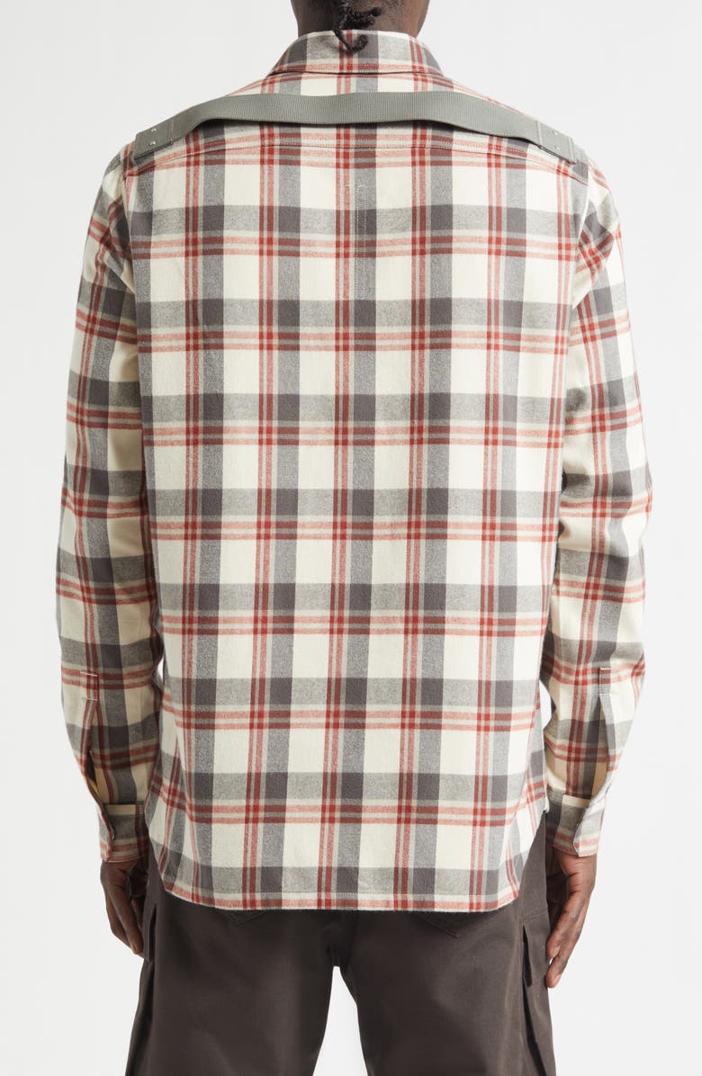Rick Owens Plaid Cotton Overshirt, Alternate, color, Milk Plaid