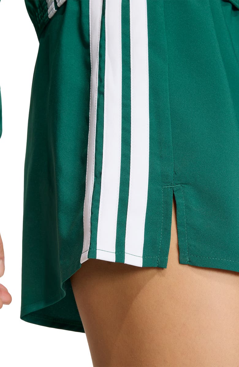 adidas Essentials 3-Stripes Woven Shorts, Alternate, color, Dark Green/ White/ Scarlet