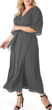 Standards & Practices Short Sleeve Wrap Maxi Dress