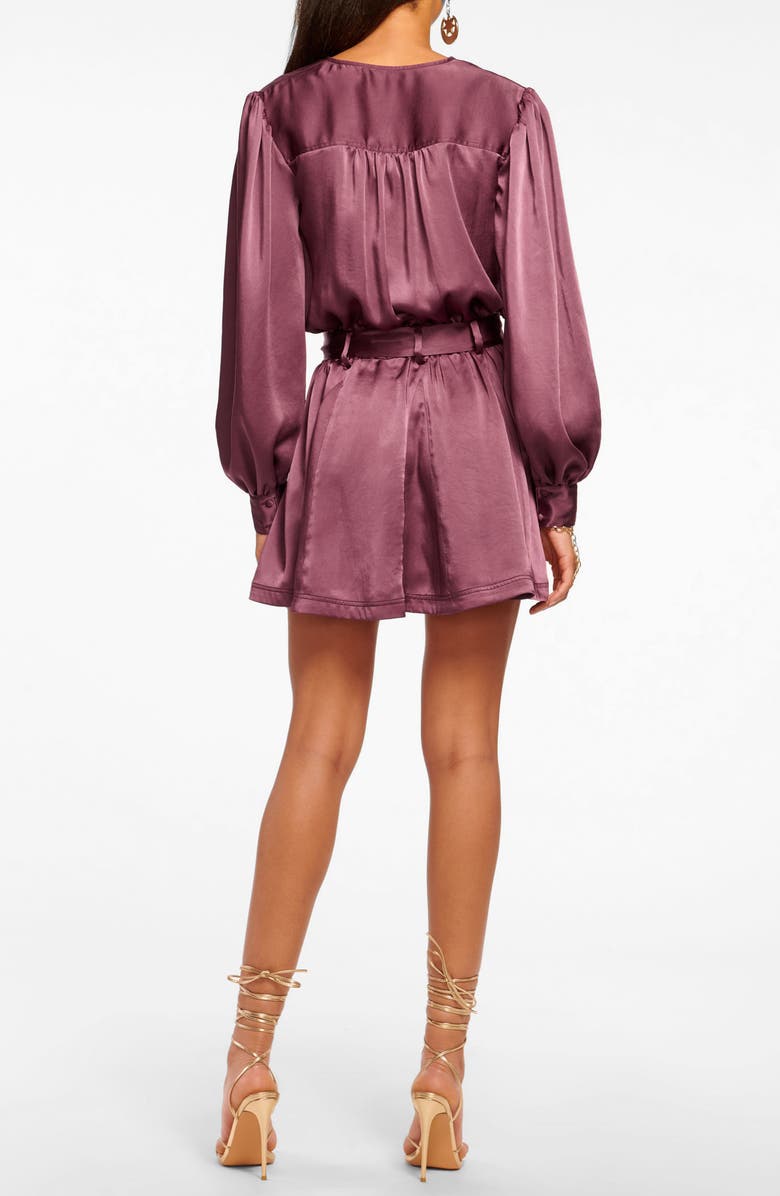 Ramy Brook Montana Long Sleeve Satin Minidress, Alternate, color, Pinot Noir