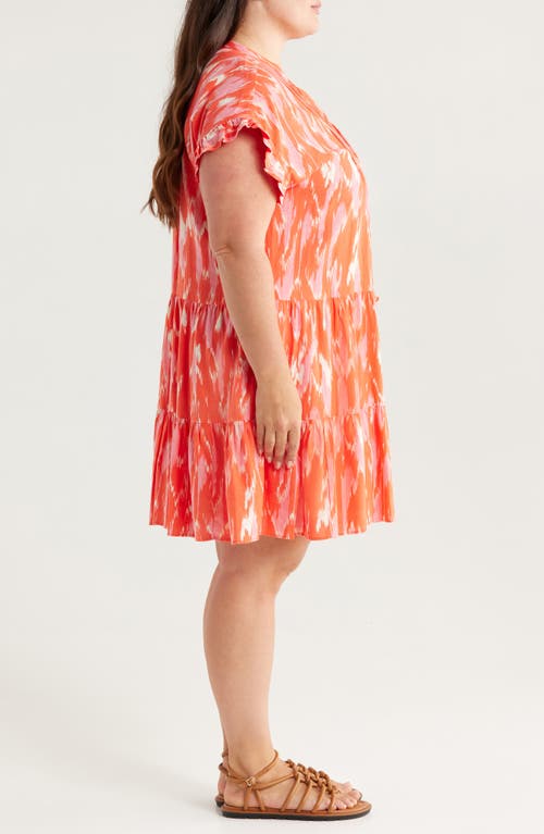 Caslon ® Pintuck Tiered Linen Blend Shift Dress In Orange