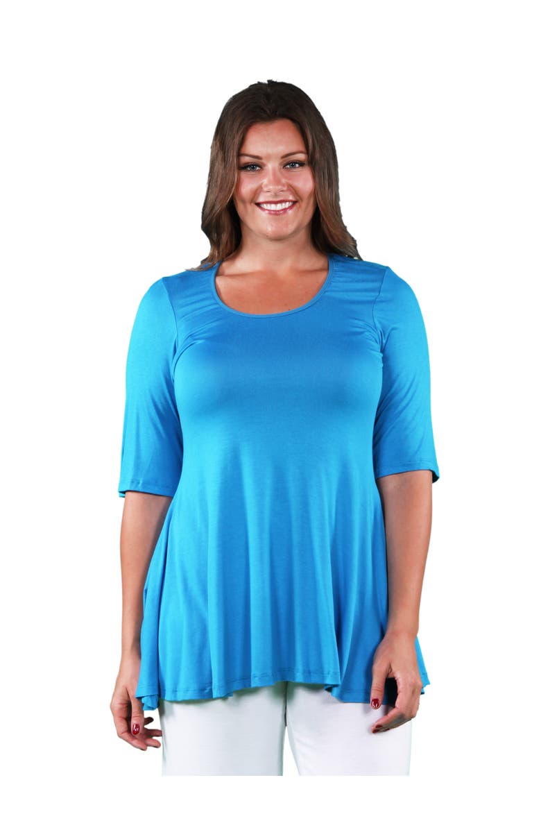 24seven Comfort Apparel Elbow Swing Tunic Top, Main, color, Turquiose