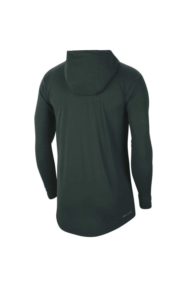 Nike Men's Nike Green Michigan State Spartans Campus Tri-Blend Performance Long Sleeve Hooded T-Shirt, Alternate, color, 