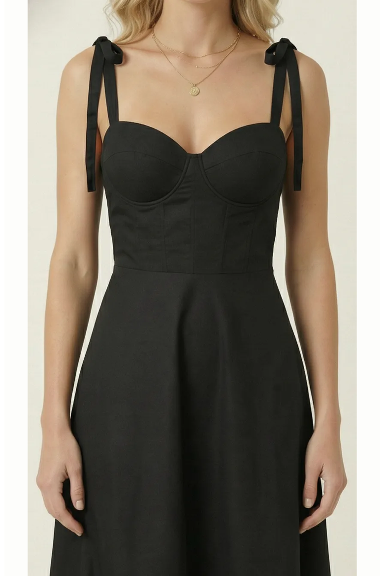 Sweetheart Neck Tie Straps Maxi Dress, Alternate, color, Black