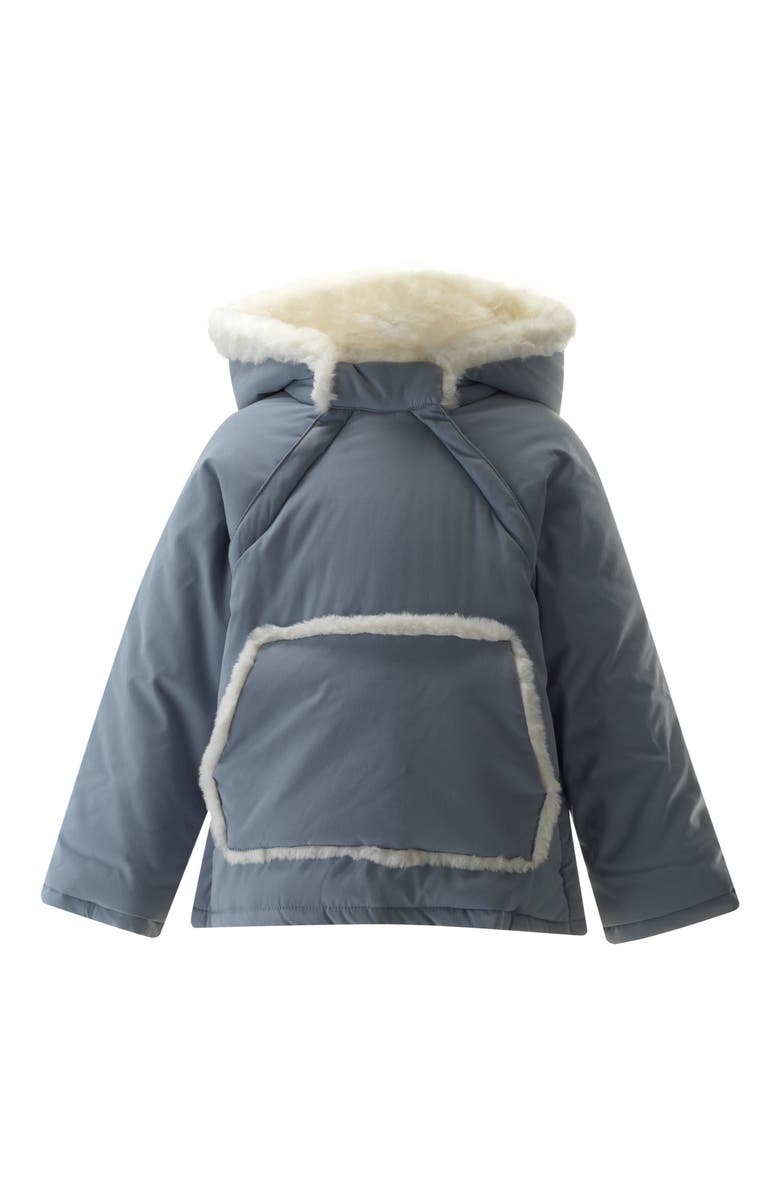 Rachel Riley Blue Faux Fur Trim Coat, Main, color, Blue
