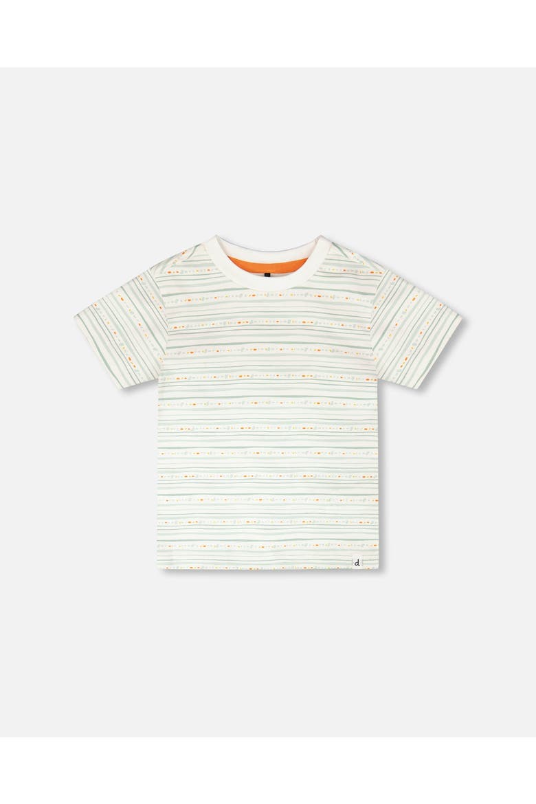 Organic Cotton Lines Short Sleeves T-Shirt, Main, color, White Printed Mint Green Lines