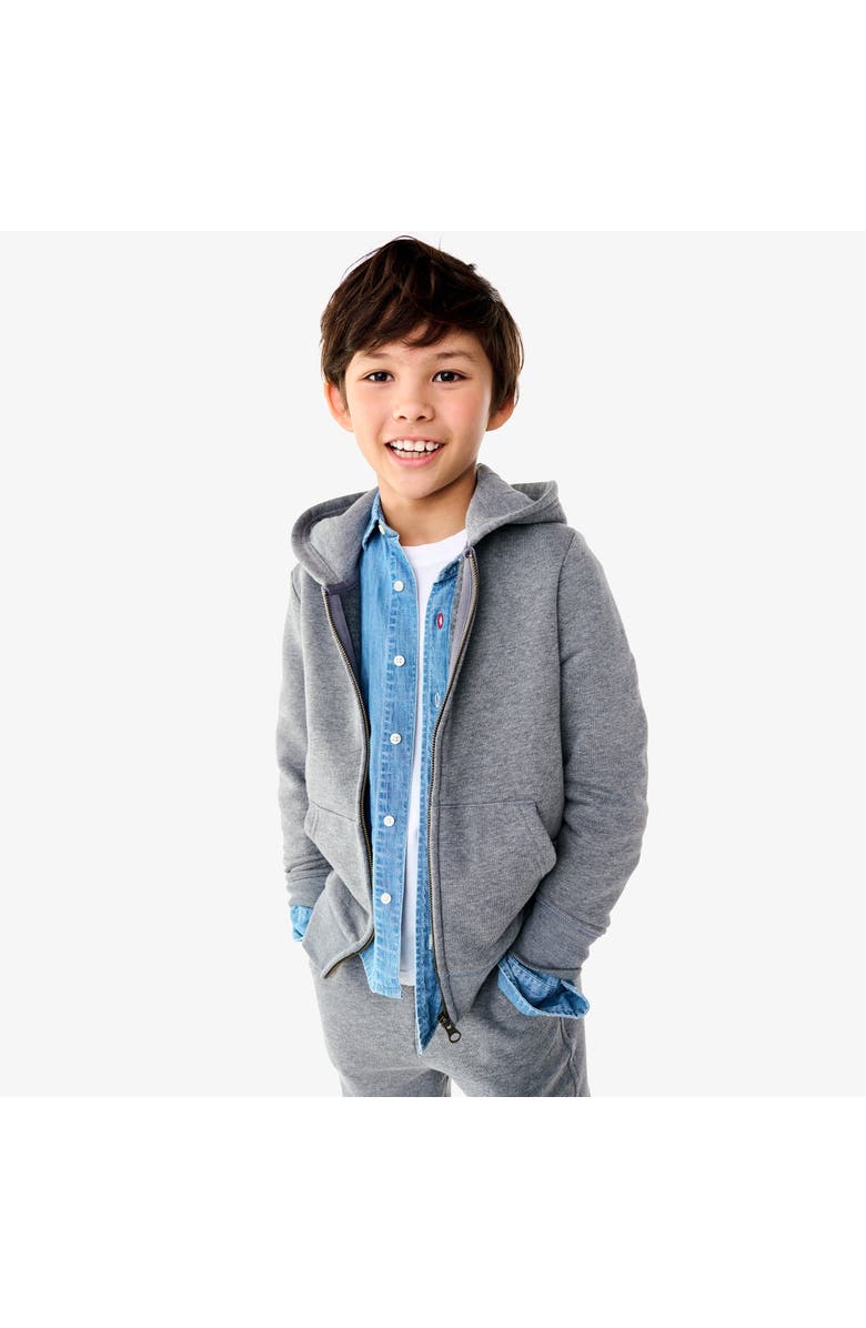 Primary Cozy Fleece Zip Hoodie, Alternate, color, Heather Black