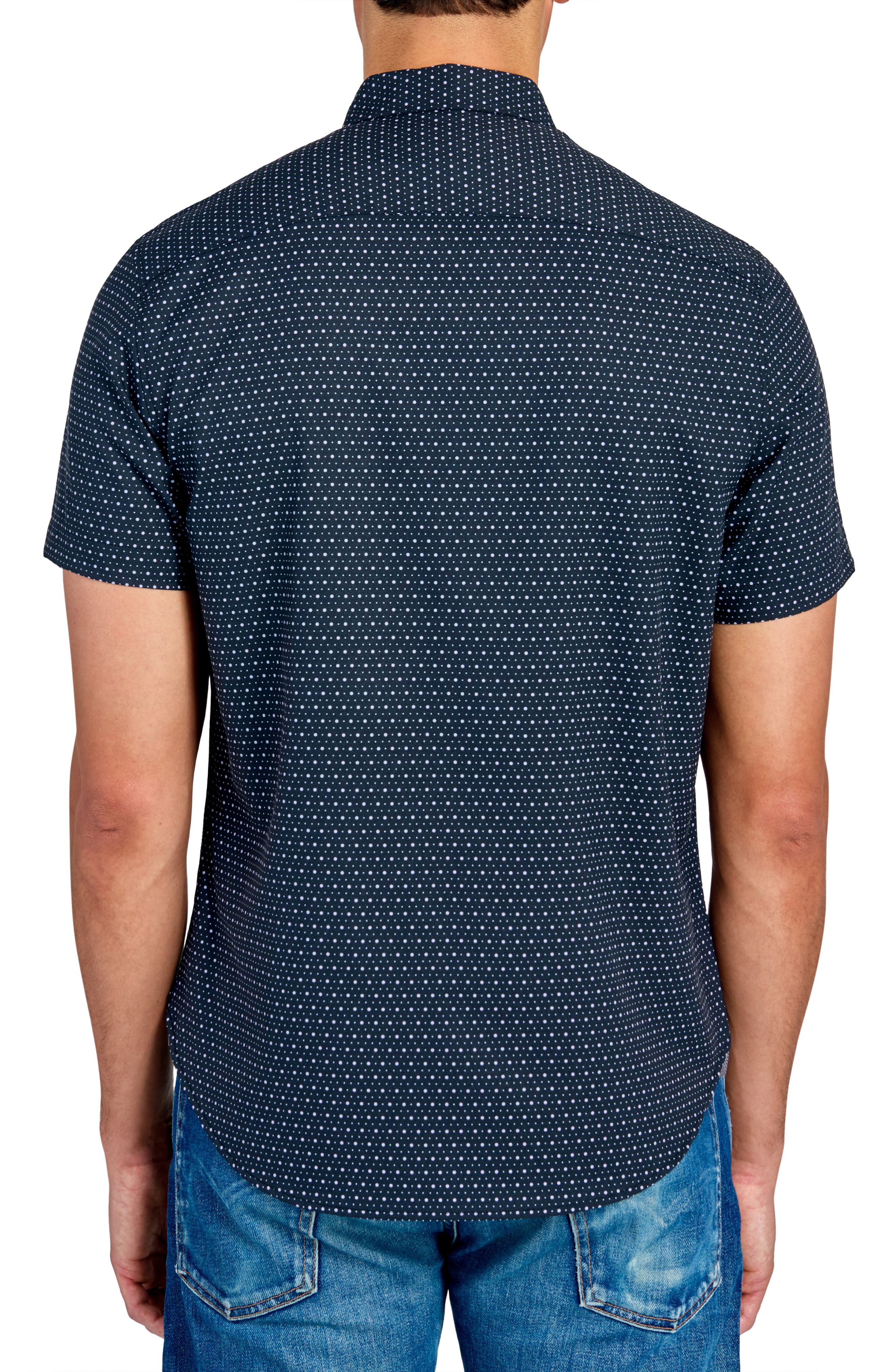 Slim Fit Micro Dot 4-Way Stretch Short Sleeve Button-Up Shirt - image 2