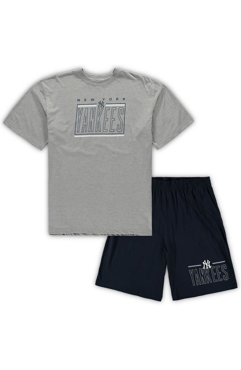CONCEPTS SPORT Men's Concepts Sport Heathered Gray/Navy New York Yankees Big & Tall T-Shirt & Shorts Sleep Set, Alternate, color, Heather Gray
