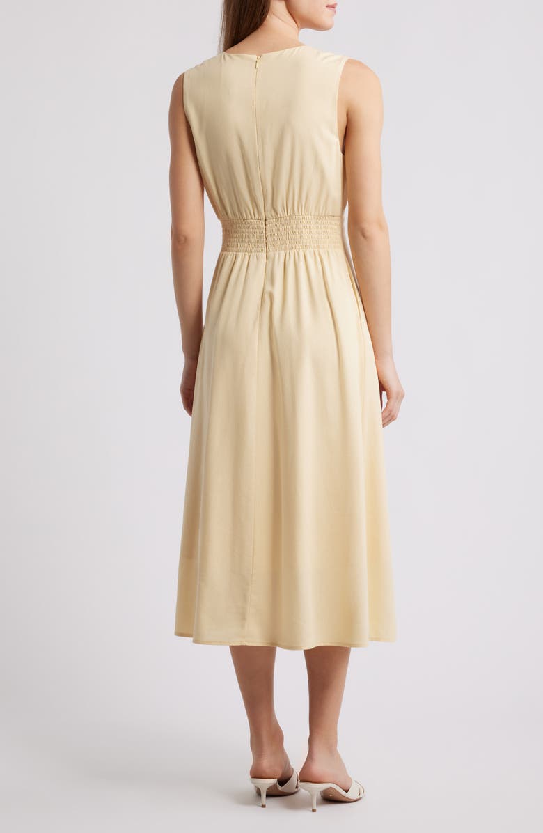 Sam Edelman Pintuck Waist Midi Dress, Alternate, color, Butter