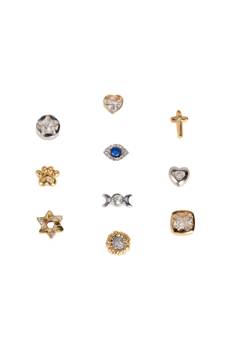 Alex and Ani Crystal Star Mini Stud Earrings, Alternate, color, Silver