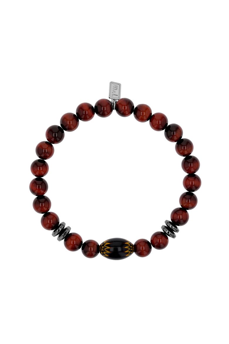 Mr Lowe Red Tigers Eye Bead Bracelet with Hematite Accents, Alternate, color, Red Tigers Eye / Silver