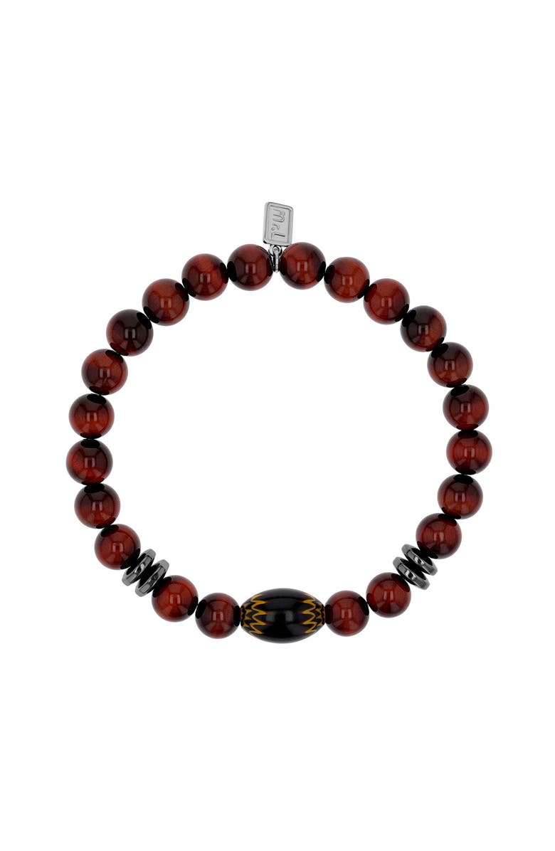 Mr Lowe by Sheryl Lowe Mr Lowe Red Tigers Eye Bead Bracelet with Hematite Accents, Alternate, color, Red Tigers Eye / Silver