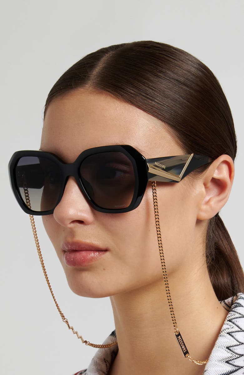 Missoni 55mm Gradient Geometric Sunglasses, Alternate, color, Black/ Greybrown Ds