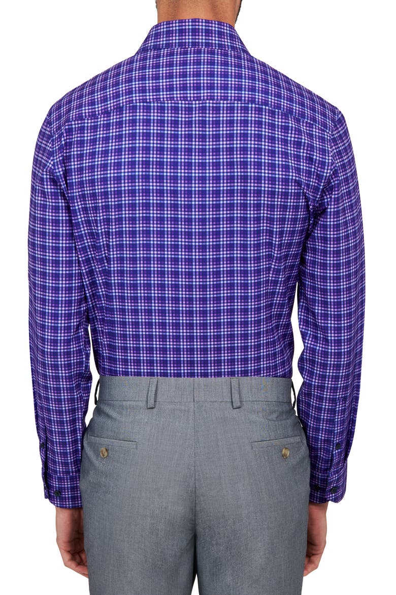 Shadow Check Stretch Performance Dress Shirt, Alternate, color, PURPLE