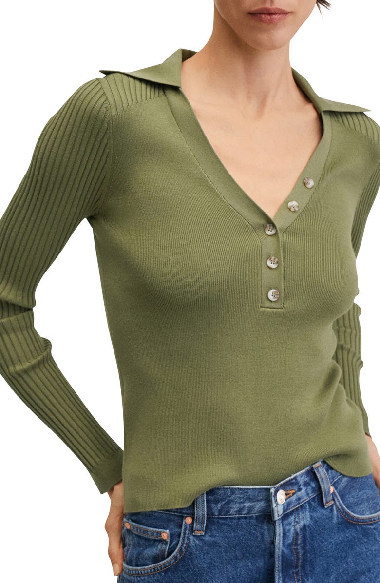 MANGO Rib Polo Sweater, Main, color,