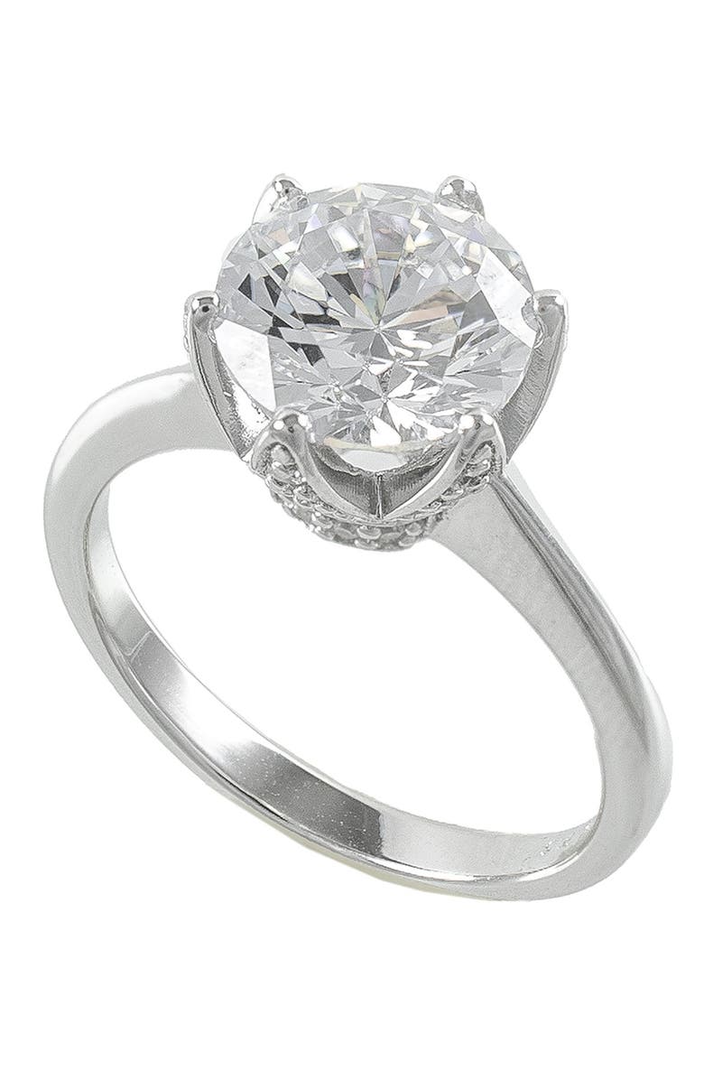 CZ by Kenneth Jay Lane Pave Crown CZ Solitaire Ring, Main, color,