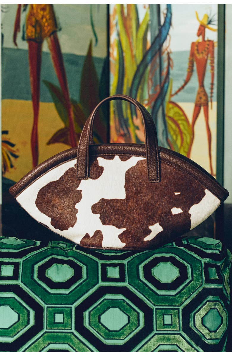 SIMONMILLER Haircalf Mini Mercado Tote, Alternate, color, Cow Print