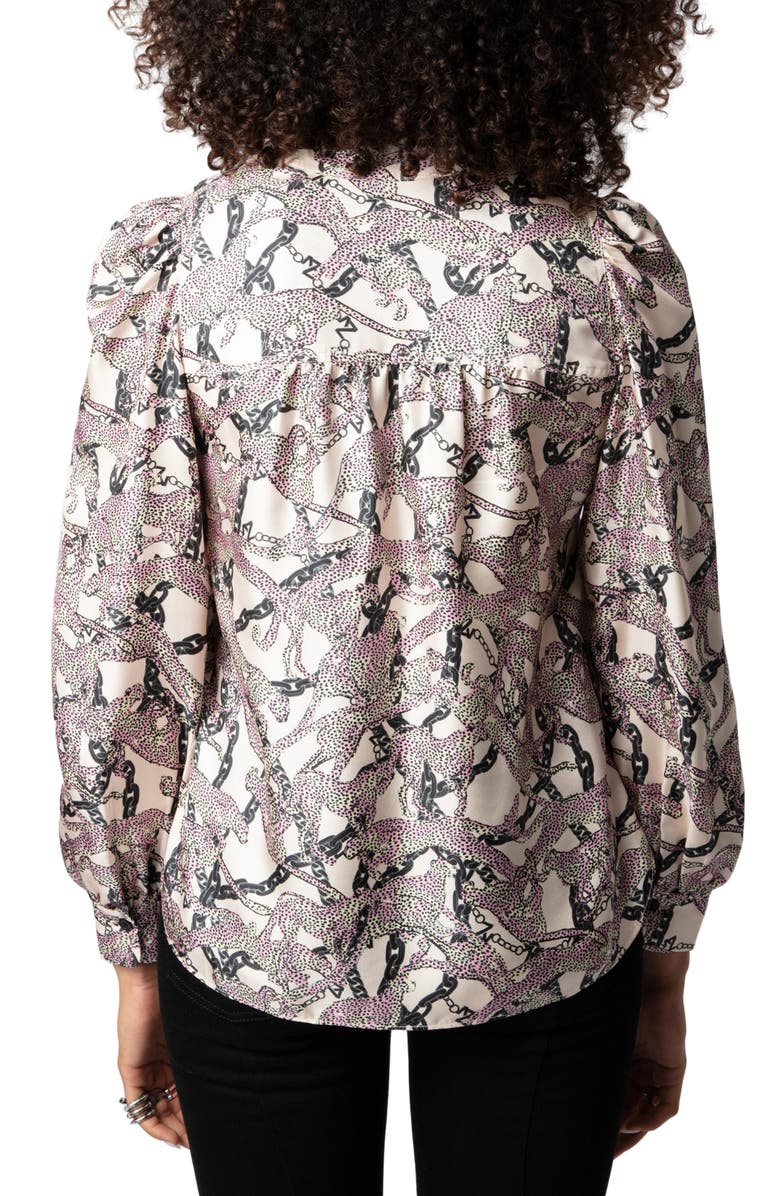 Zadig & Voltaire Telia Wild Chains Print Silk Top, Alternate, color, 