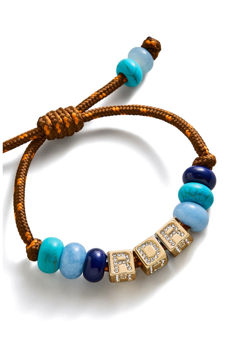 Block Letter Semi-Precious Bead Cord Bracelet, Alternate, color, BROWN