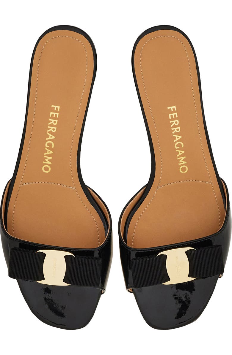 FERRAGAMO Vanilla Bow Slide Sandal, Alternate, color, Nero Biscotto