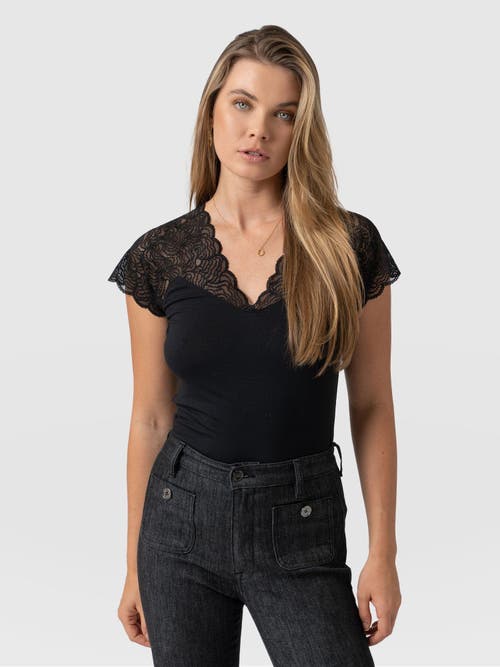 Saint And Sofia Saint + Sofia Sophia Lace Tee In Black