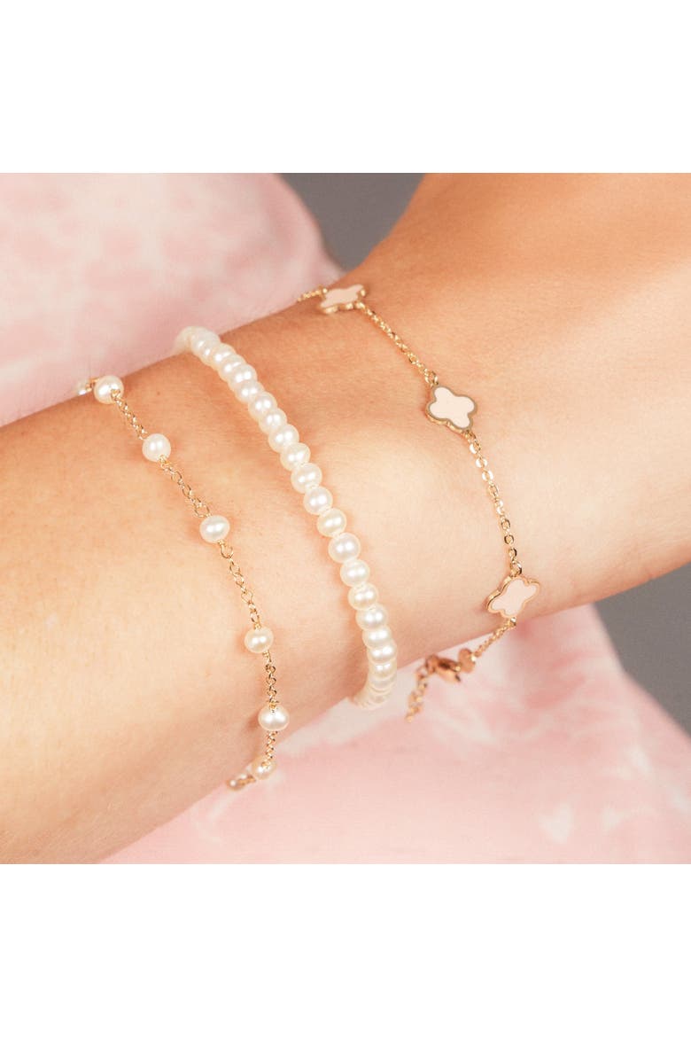 Mini Pink Pearl Clover Bracelet, Alternate, color, Pink Pearl