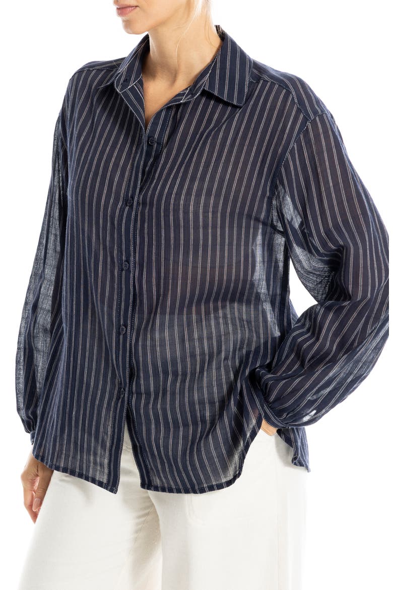 Striped Cotton Gauze Shirt, Main, color, DK NAVY DASHING STRIPE