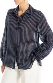 MAX STUDIO Striped Cotton Gauze Shirt