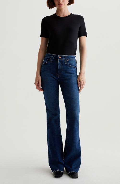 Ag Farrah Raw Hem High Waist Bootcut Jeans In Blue