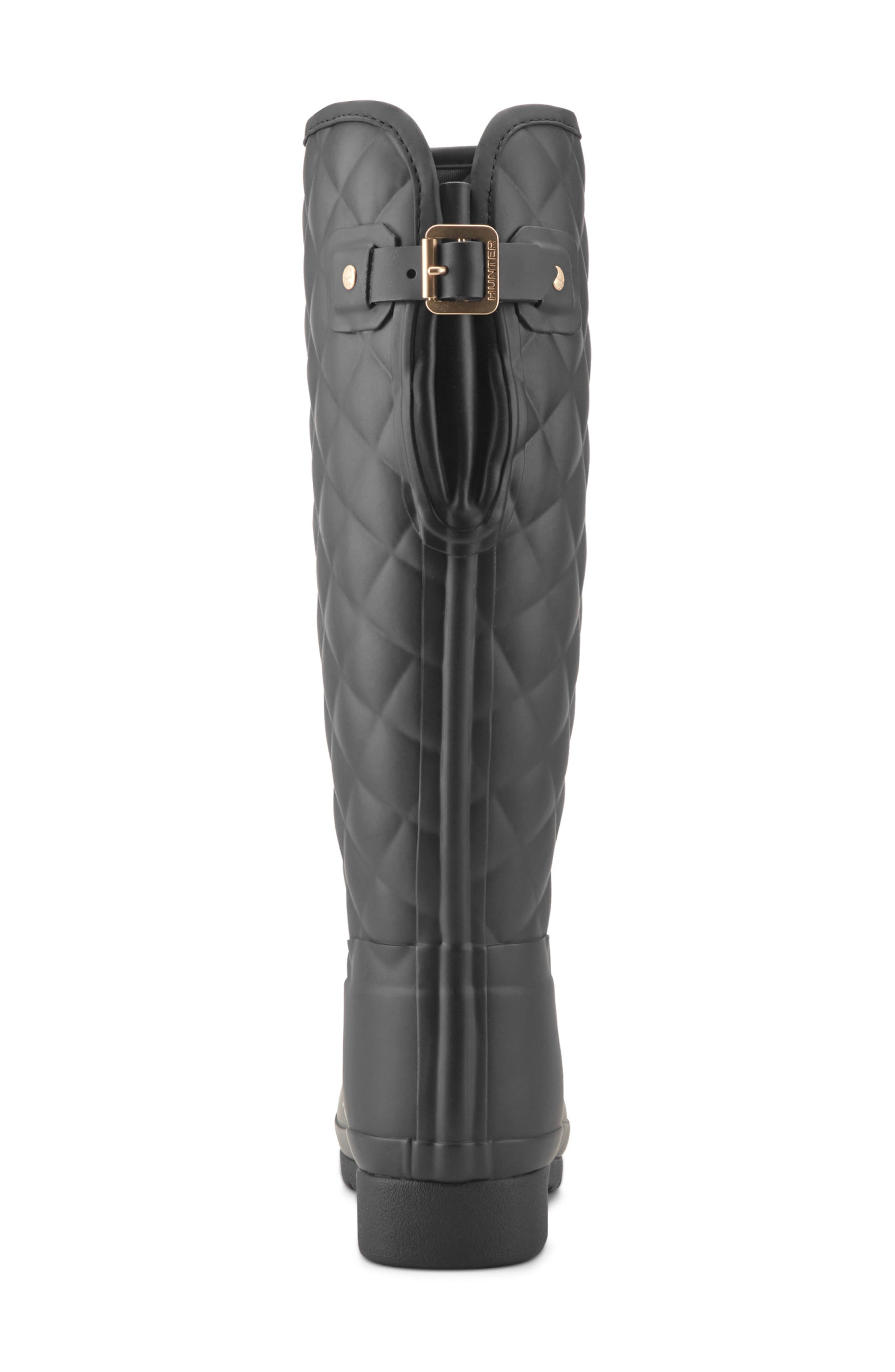 Refined Quilted Rain Boot, Alternate, color, BLACK