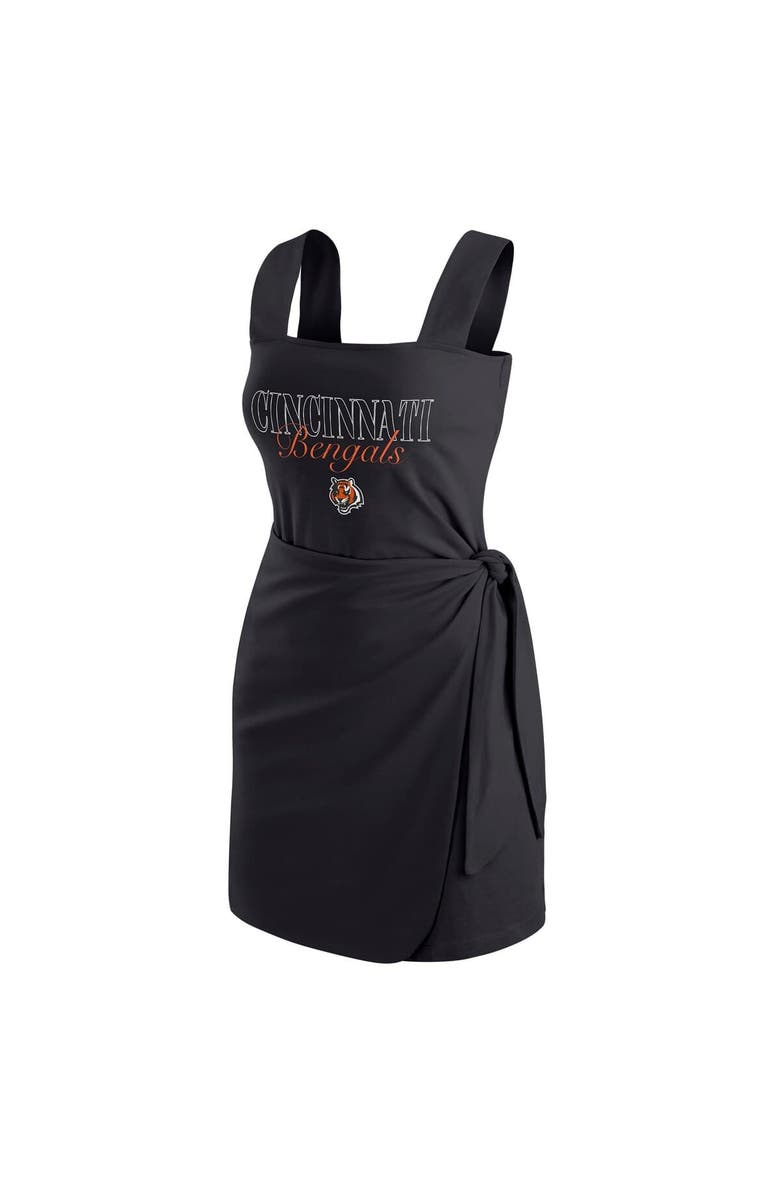 WEAR by Erin Andrews Women
s WEAR by Erin Andrews  Black Cincinnati Bengals Wrap Dress, Alternate, color, Black