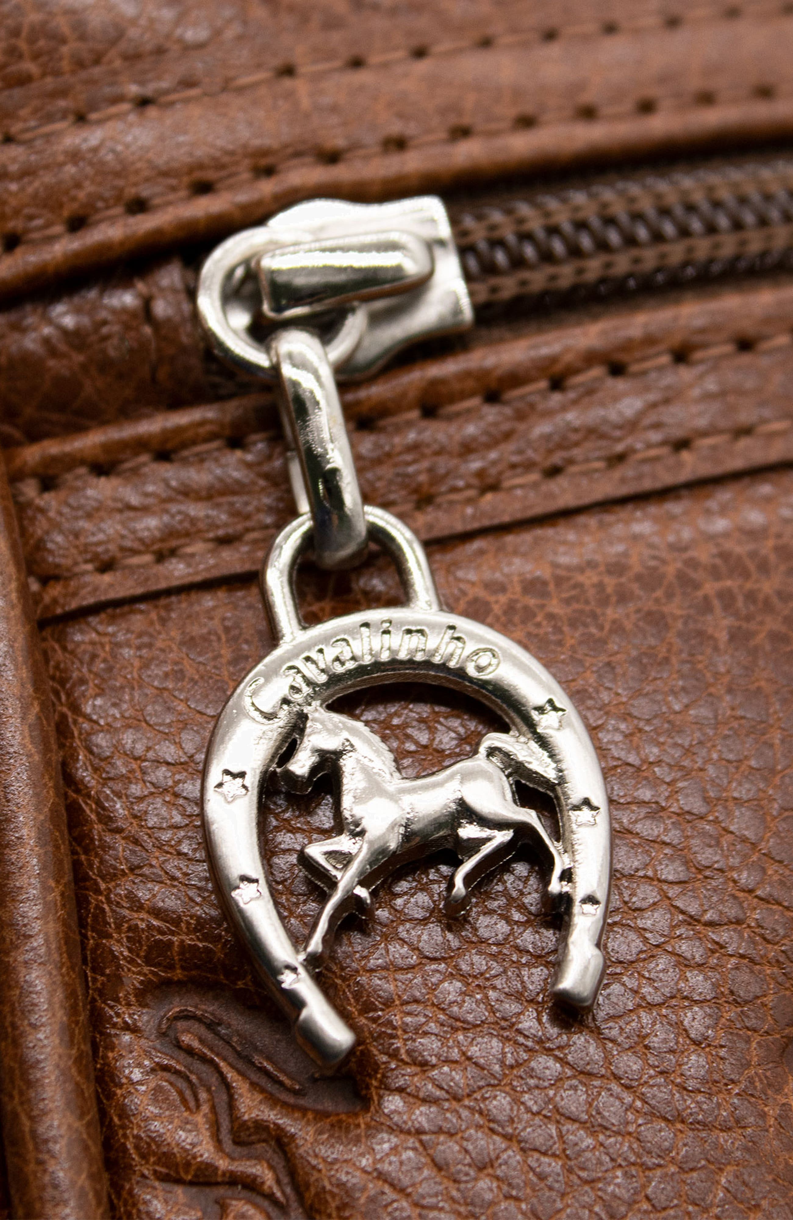 Cavalo Lusitano 373 Embossed Leather Crossbody Bag, Alternate, color, Camel Brown