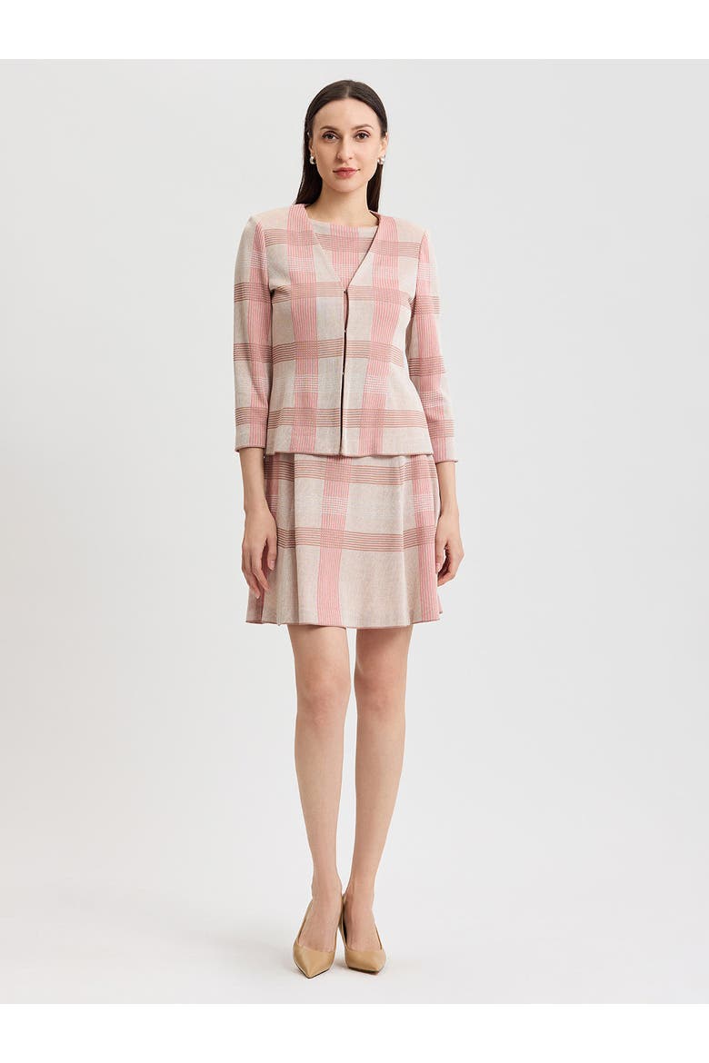A-Line Multi Color Plaid Knit Dress, Alternate, color, HoneySuckle/Charmeuse/Ivory